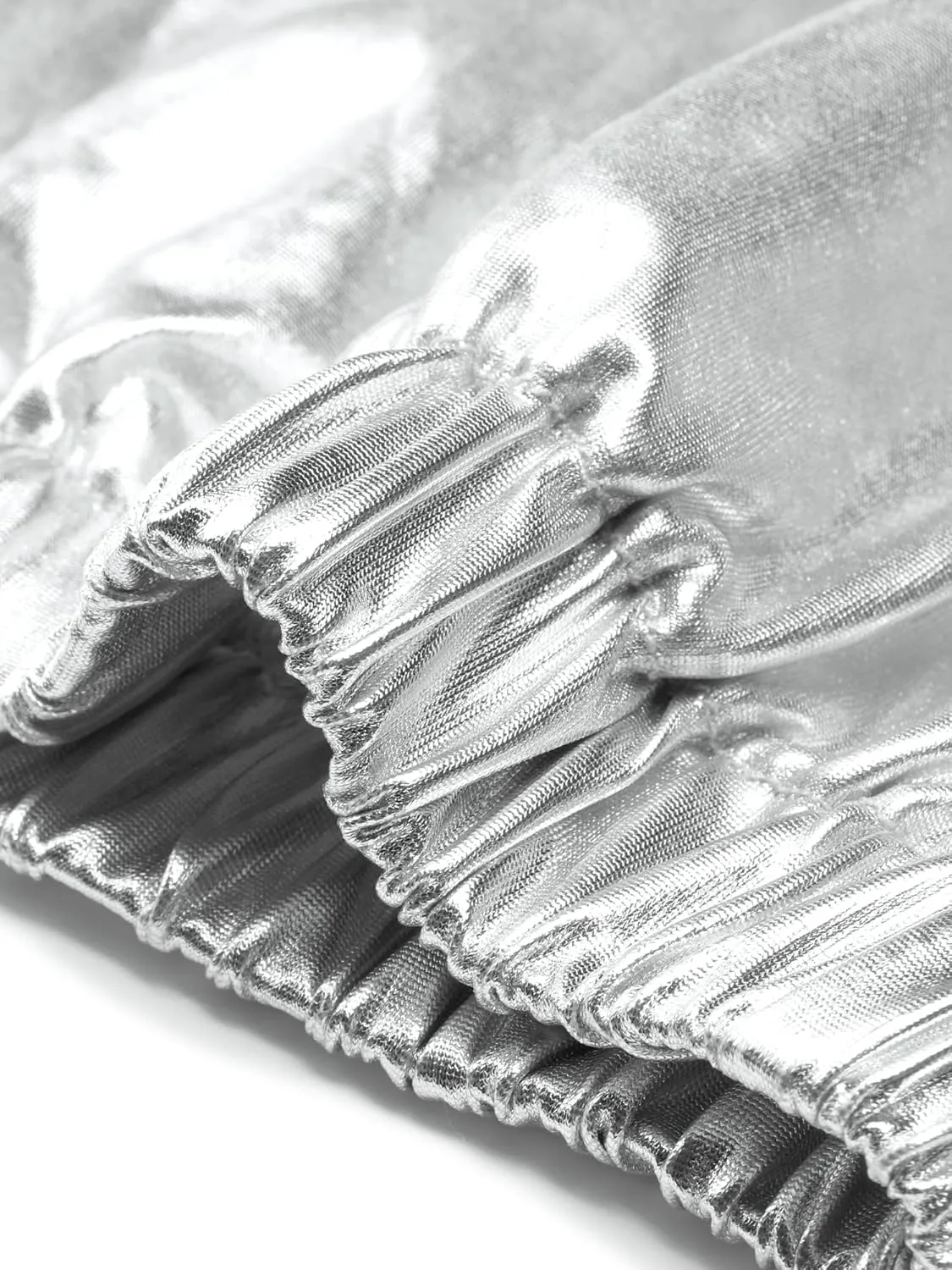 Agnes Orinda Plus Size Jogger Pants for Women Metallic Shiny High Waist Stretchy Wear Holographic Trousers Sweatpant
