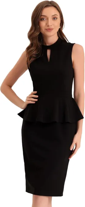 Allegra K Business Pencil Dress for Women's Sleeveless Work Knee Length Sheath Dresses
