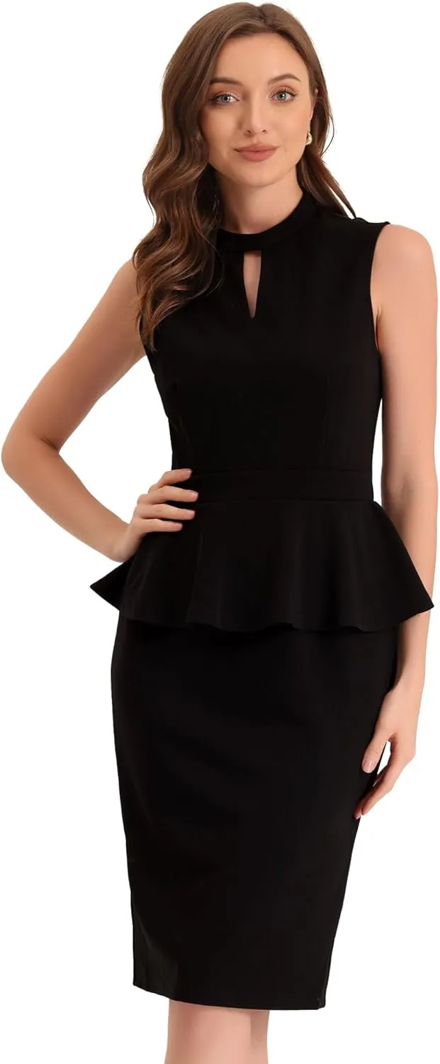 Allegra K Business Pencil Dress for Women's Sleeveless Work Knee Length Sheath Dresses