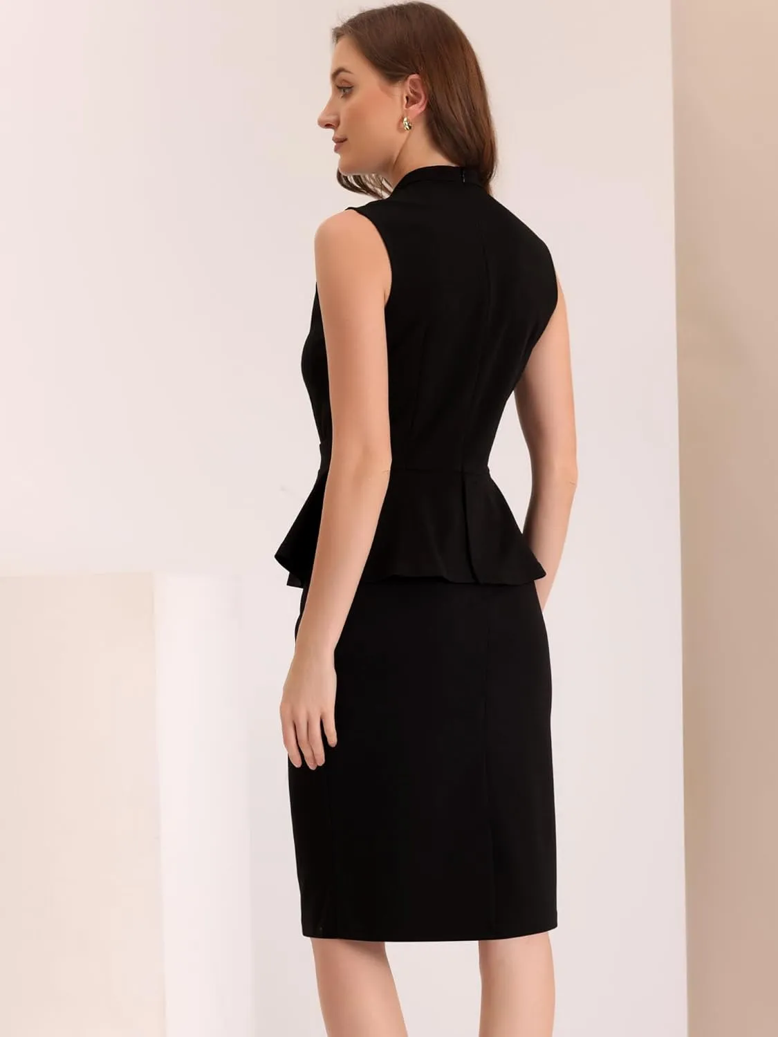 Allegra K Business Pencil Dress for Women's Sleeveless Work Knee Length Sheath Dresses