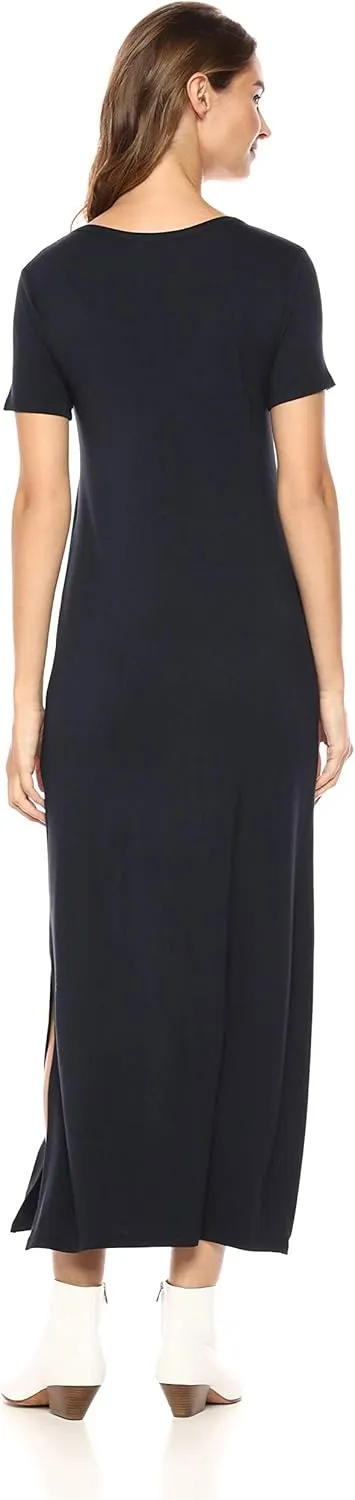 Amazon Essentials Women's Jersey Standard-Fit Short-Sleeve Crewneck Side Slit Maxi Dress (Previously Daily Ritual)