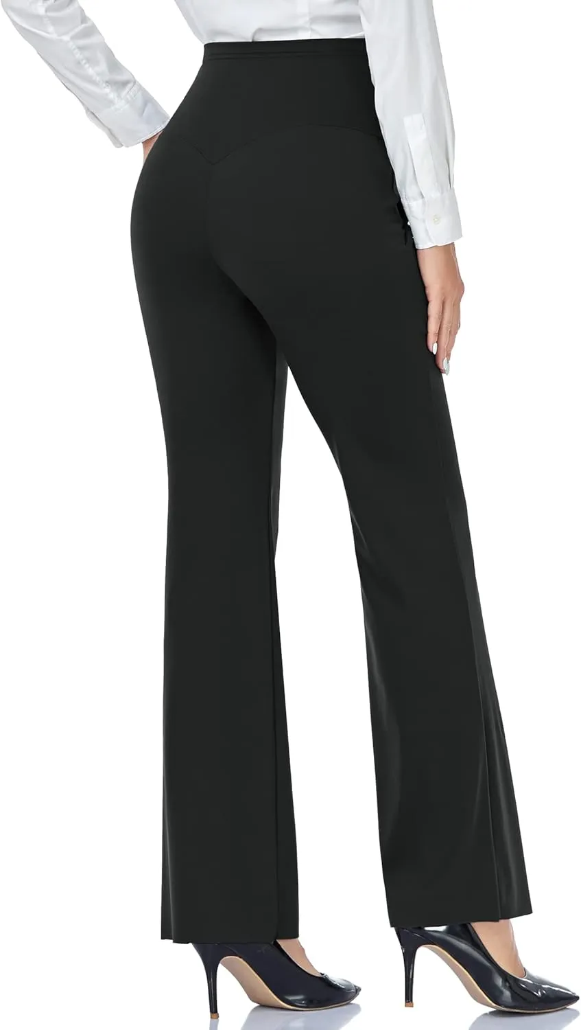 AMPOSH Women's Maternity Bootcut Work Pants with Pockets Flare Yoga Pants for Workout and Daily Wear