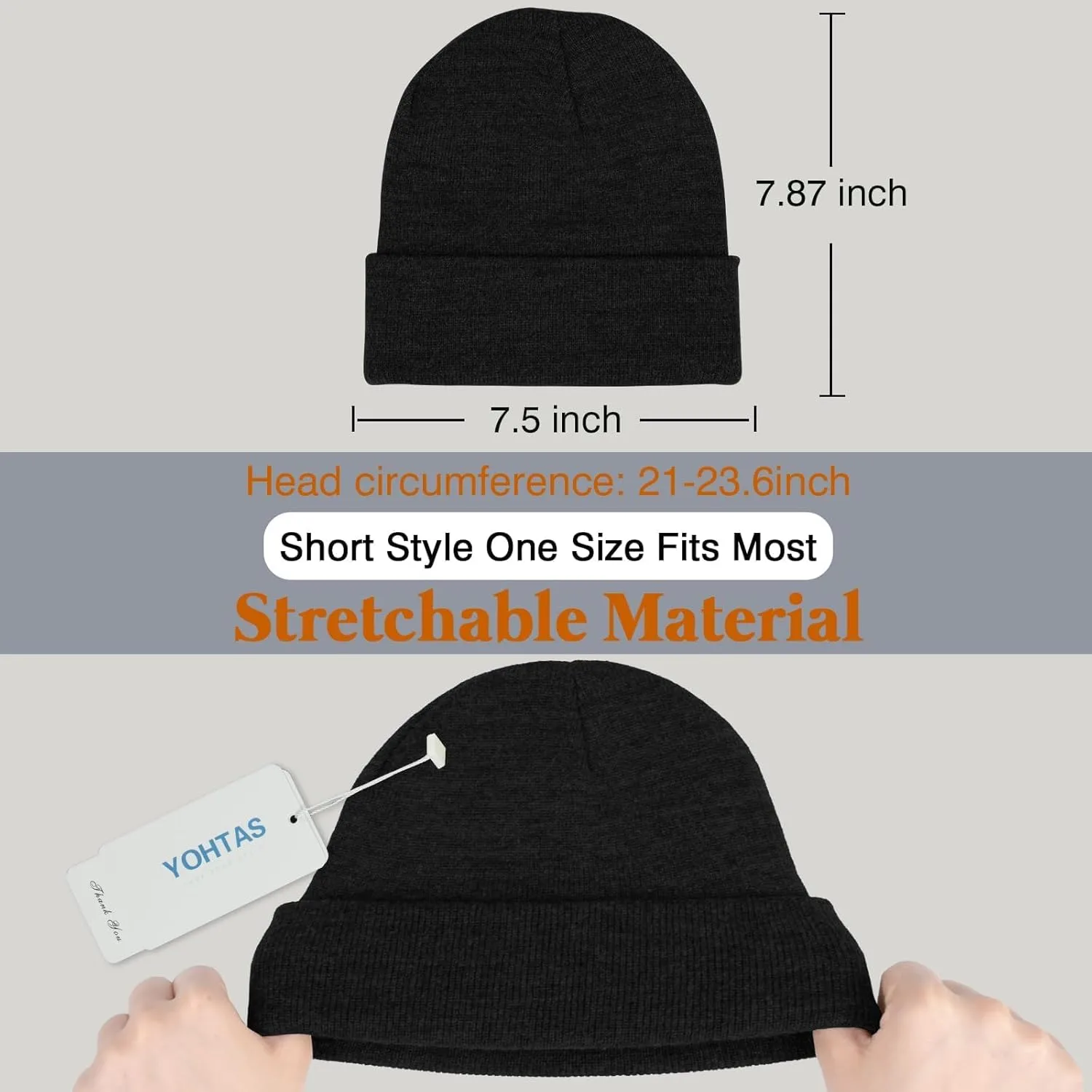 Beanie Hats for Men Women, Classic Knit Cuff Soft Warm Winter Hats Unisex Daily Skull Cap