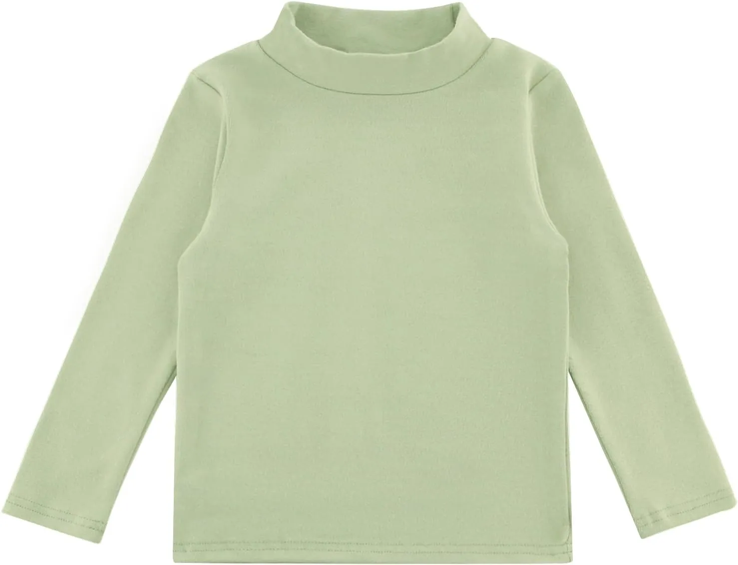 Boys Girls Soft Cotton Long Sleeve Turtleneck Shirts Solid Color Autumn T-Shirt for Kids 2T-8 Years