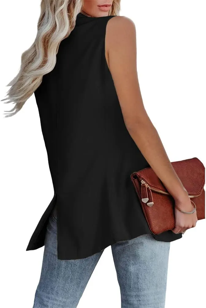 Cicy Bell Women's Sleeveless Blazer Vest Casual Open Front Single Button Summer Jacket with Pockets