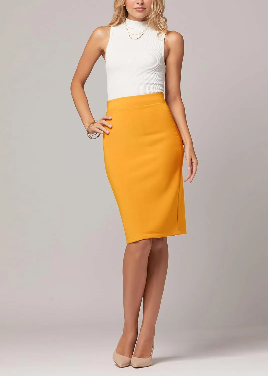 Conceited Skirts for Women - Stretch Pencil Skirt - Wear to Work - Pull On - Midi Length in Regular and Plus Size