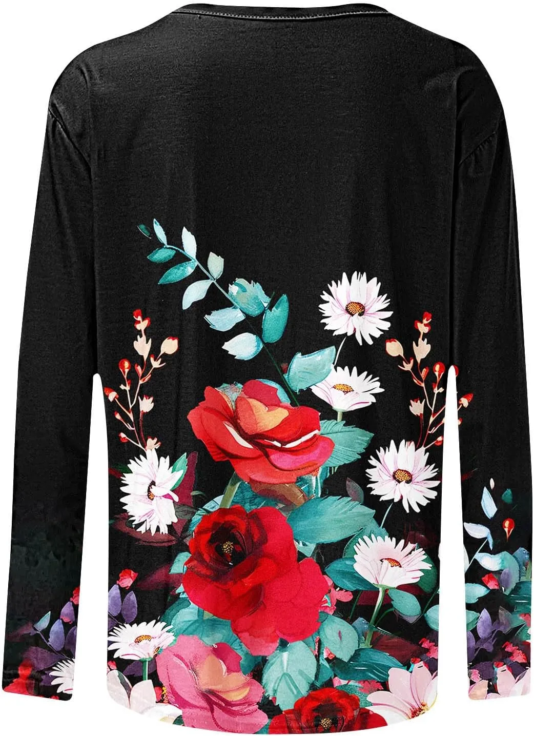 Fall Shirts for Women 2024 Dressy Casual Long Sleeve Crewneck Blouses Floral Print Tunic Tops Cotton Tshirt