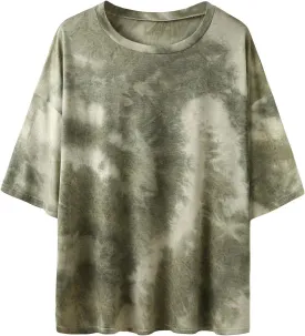 Fenxxxl Womens Oversized T Shirts Loose Fit Crewneck Short Sleeve Graphic Tee Roll Hem Workout Shirts for Women 2024 Top