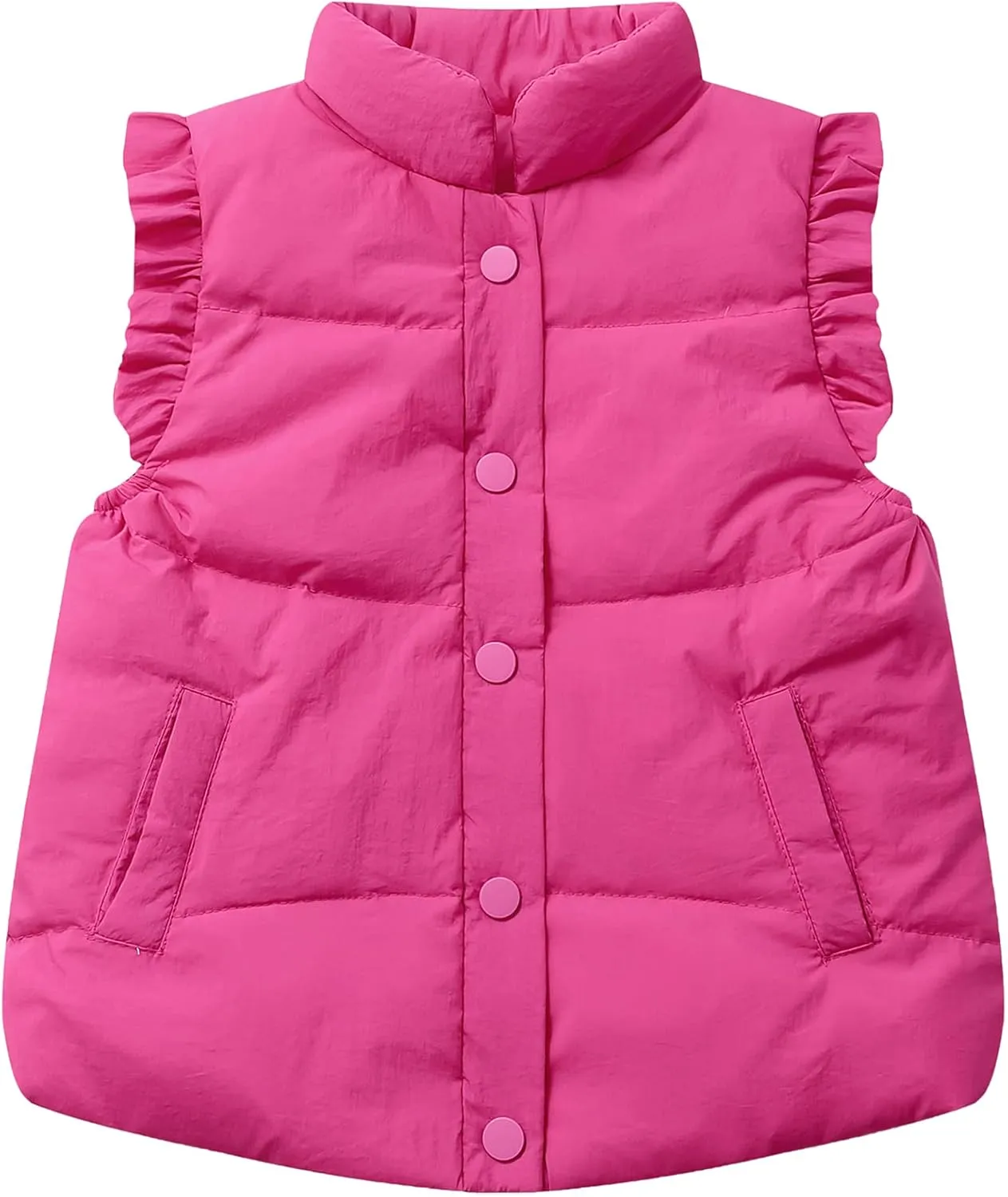 Happy Cherry Cute Little Girls Ruffle Vest Sleeve Jacket Button Waistcoat Kids Autumn Winter Clothes for 2-8 Years