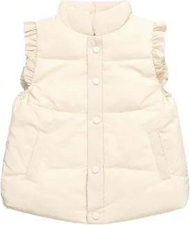 Happy Cherry Cute Little Girls Ruffle Vest Sleeve Jacket Button Waistcoat Kids Autumn Winter Clothes for 2-8 Years