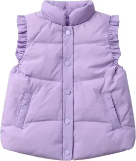 Happy Cherry Cute Little Girls Ruffle Vest Sleeve Jacket Button Waistcoat Kids Autumn Winter Clothes for 2-8 Years