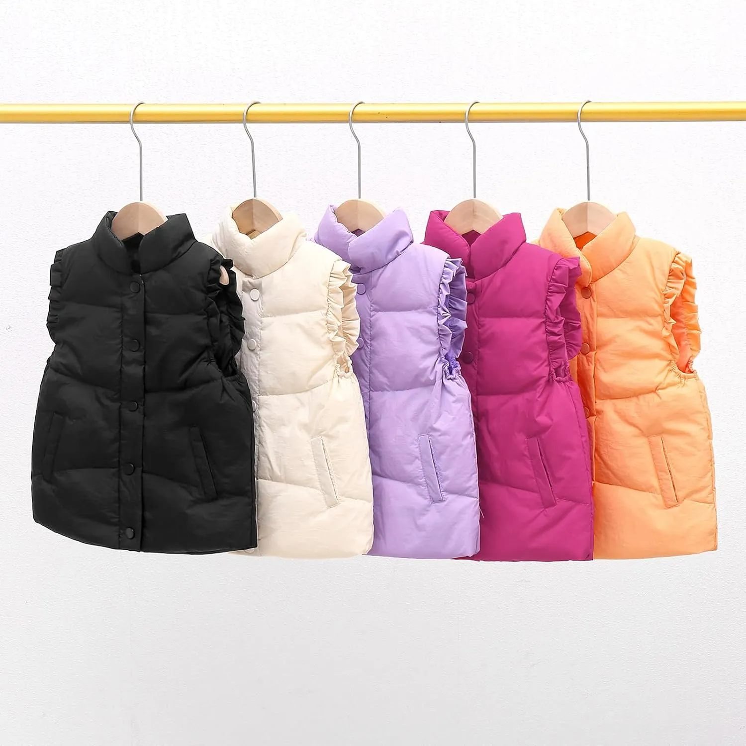 Happy Cherry Cute Little Girls Ruffle Vest Sleeve Jacket Button Waistcoat Kids Autumn Winter Clothes for 2-8 Years