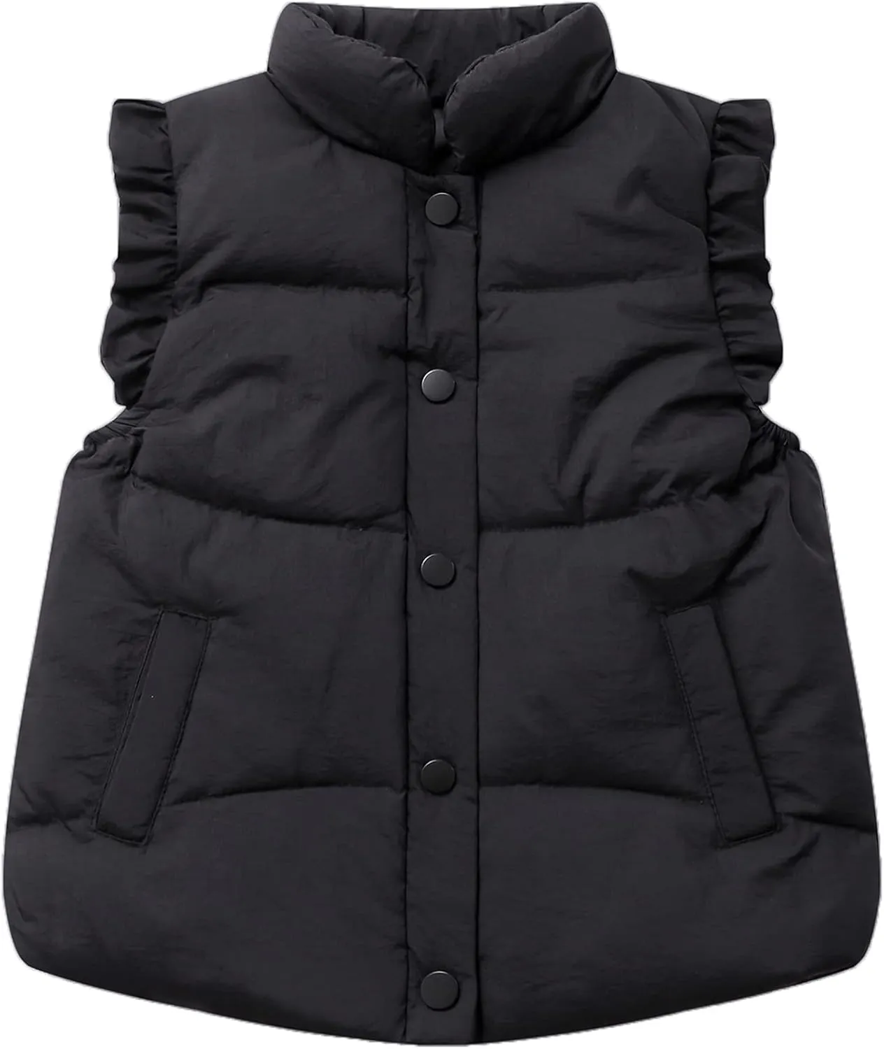 Happy Cherry Cute Little Girls Ruffle Vest Sleeve Jacket Button Waistcoat Kids Autumn Winter Clothes for 2-8 Years
