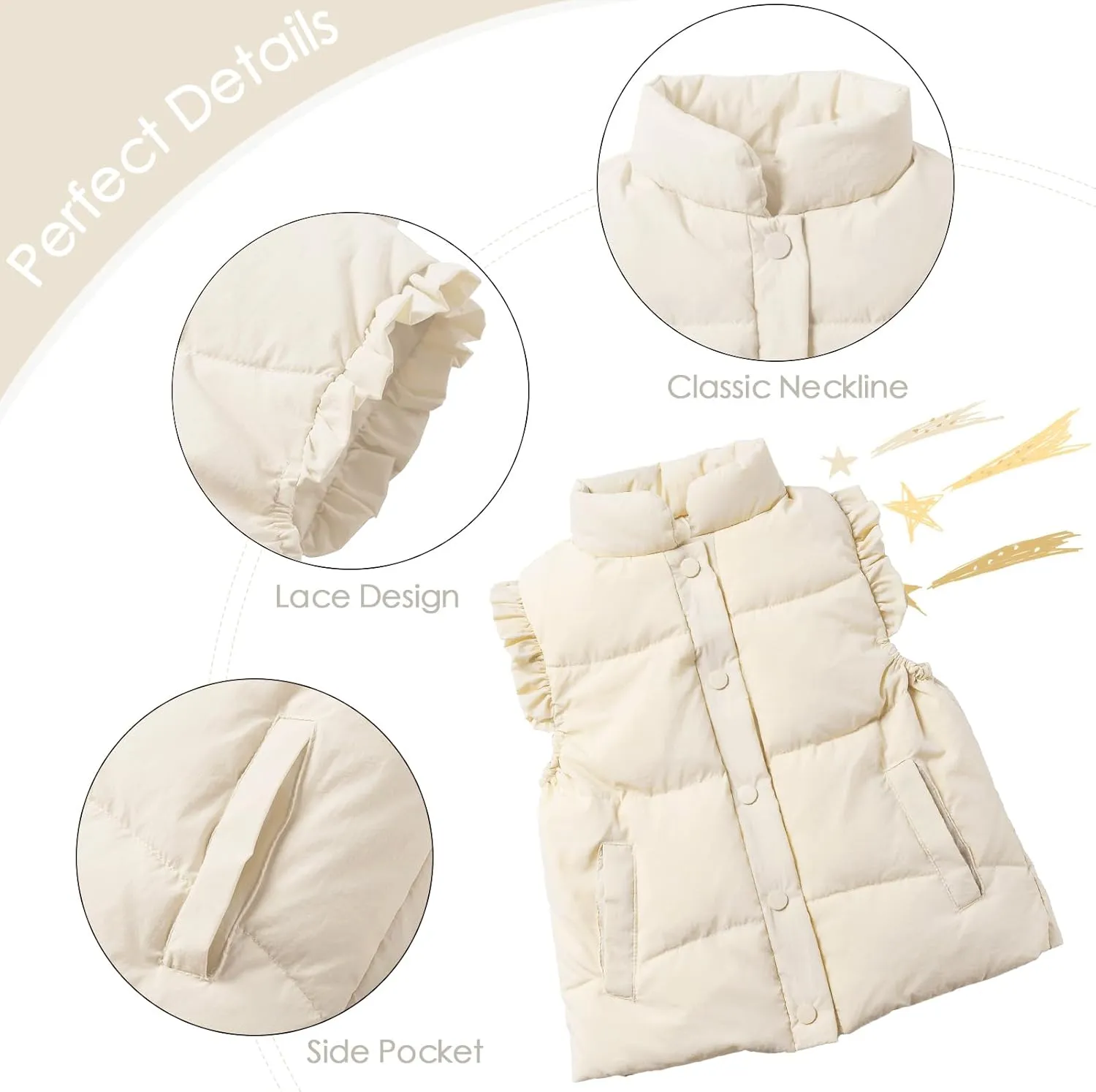Happy Cherry Cute Little Girls Ruffle Vest Sleeve Jacket Button Waistcoat Kids Autumn Winter Clothes for 2-8 Years