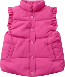 Happy Cherry Cute Little Girls Ruffle Vest Sleeve Jacket Button Waistcoat Kids Autumn Winter Clothes for 2-8 Years