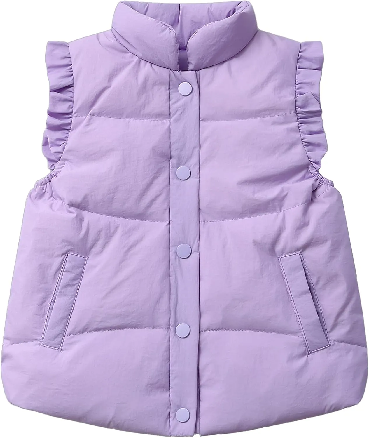 Happy Cherry Cute Little Girls Ruffle Vest Sleeve Jacket Button Waistcoat Kids Autumn Winter Clothes for 2-8 Years