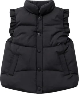 Happy Cherry Cute Little Girls Ruffle Vest Sleeve Jacket Button Waistcoat Kids Autumn Winter Clothes for 2-8 Years