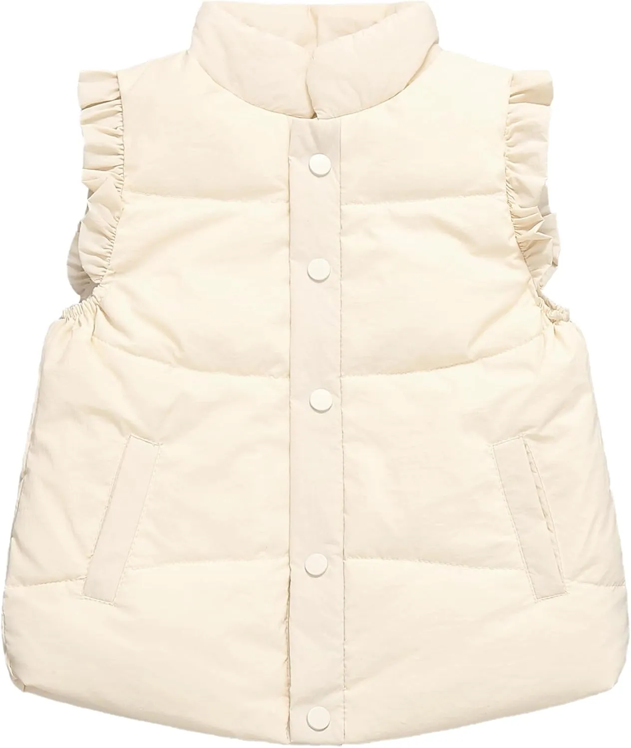 Happy Cherry Cute Little Girls Ruffle Vest Sleeve Jacket Button Waistcoat Kids Autumn Winter Clothes for 2-8 Years