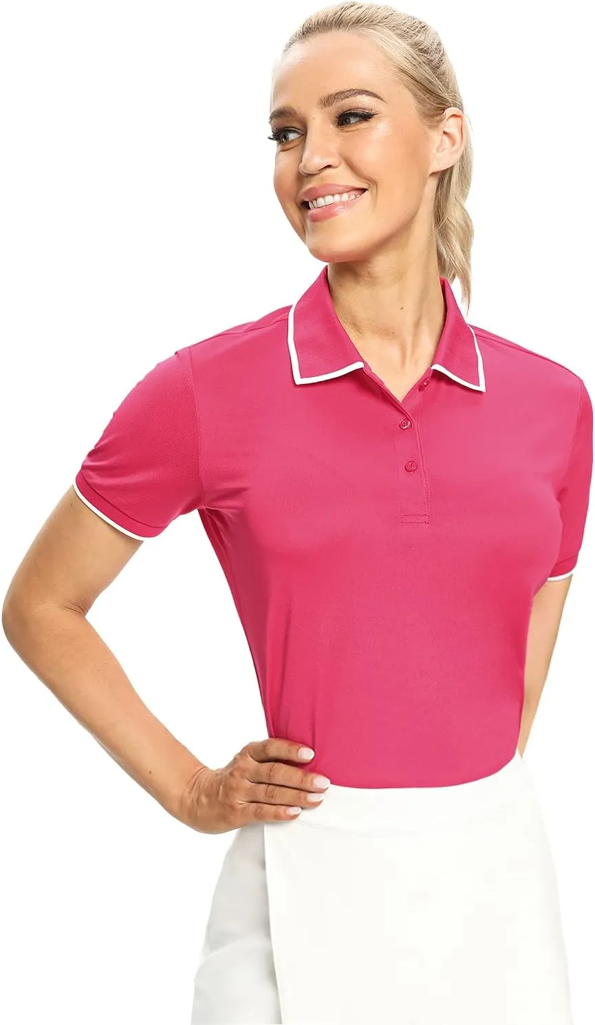 Hiverlay Women Golf Shirts Polo Shirts for Women UPF 50  Lightweight Quick-Dry Collared Tennis Daily Shirts Work Tops