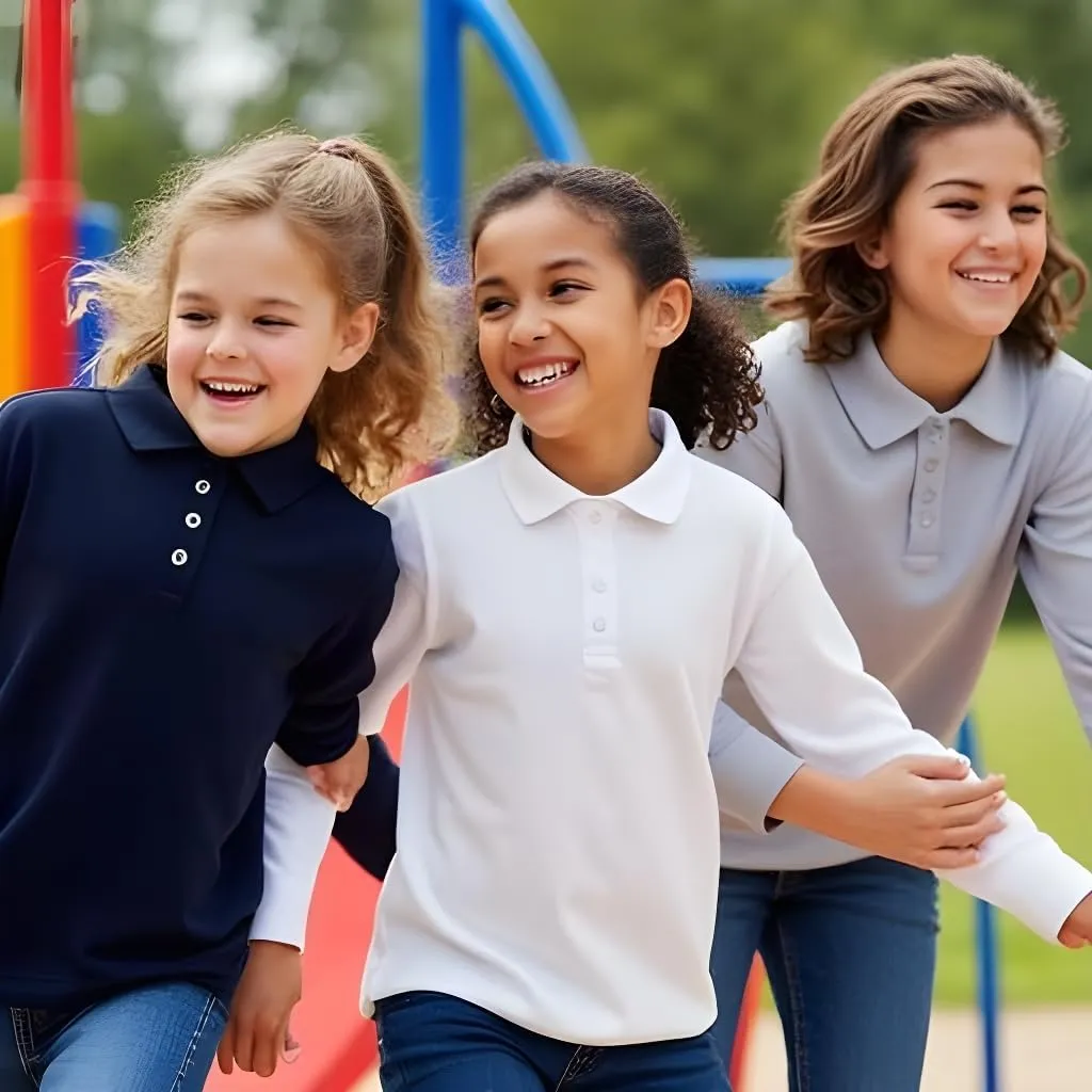 INGEAR Girls Long Sleeve Polo Shirt 2PK for School Uniform, Golf, Casual Wear