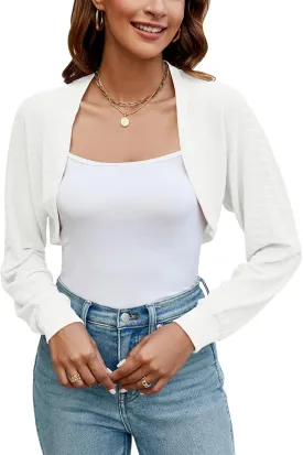 Ivicoer Women's Cardigan Bolero Shrugs for Evening Dress Long Sleeve Lightweight Cropped Open Front Casual Knit Top