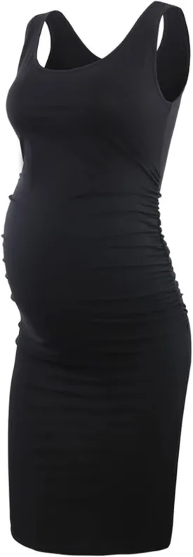 Liu & Qu Women's Maternity Sleeveless Tank Dresses Side Ruching Bodycon Dress for Daily Wearing or Baby Shower