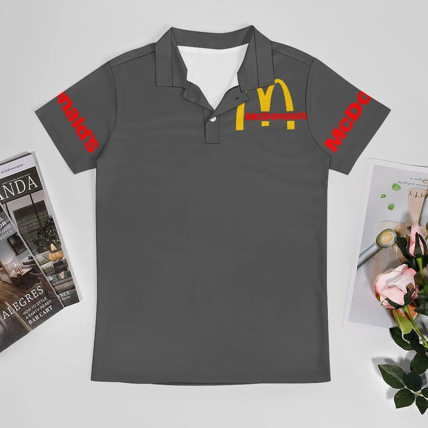 Men's Logo Polo T Shirt Short Sleeve T-Shirts for Men Teens Boys Round Neck Tshirt Merch Work Daily Clothes Uniform Tops