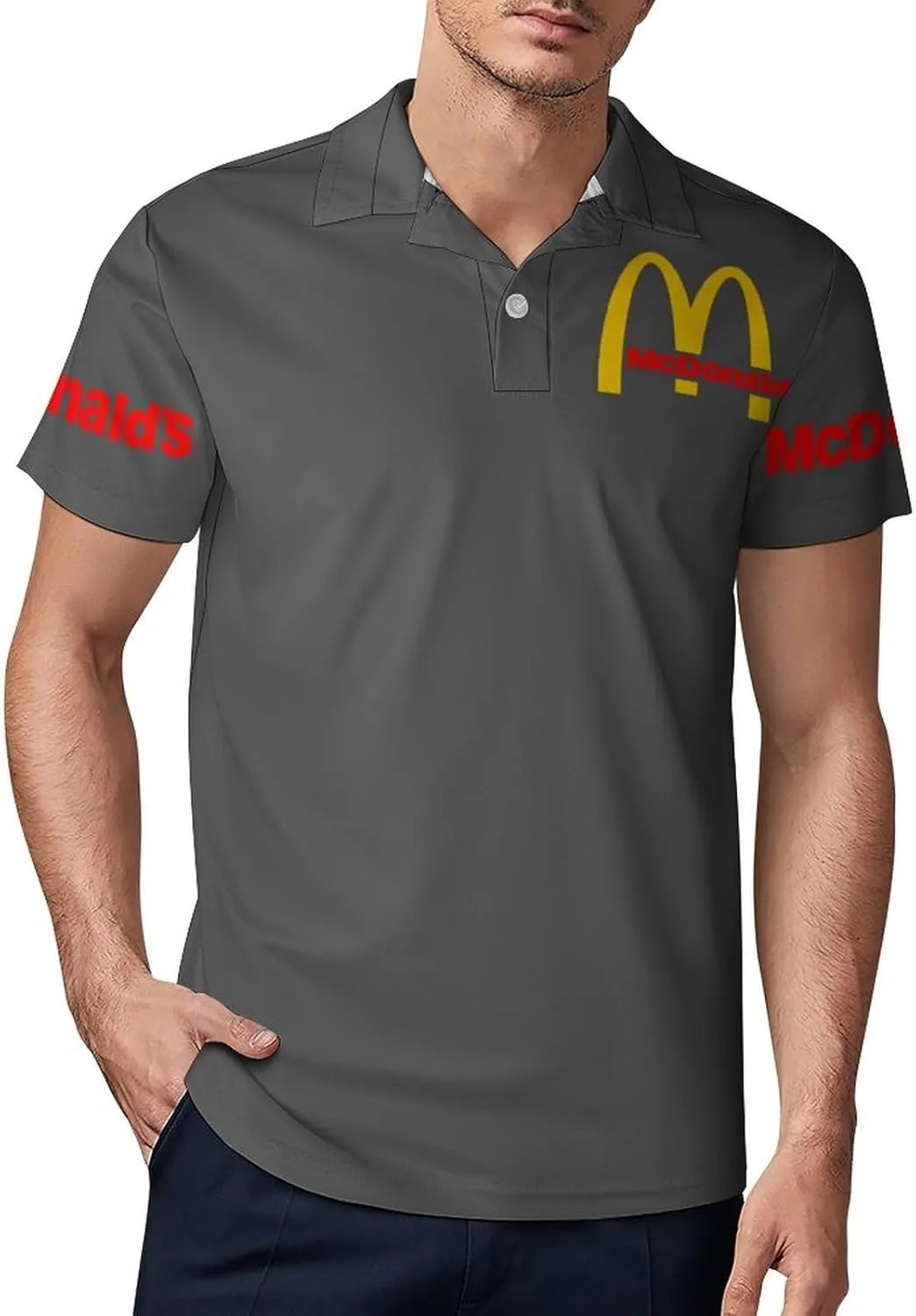 Men's Logo Polo T Shirt Short Sleeve T-Shirts for Men Teens Boys Round Neck Tshirt Merch Work Daily Clothes Uniform Tops
