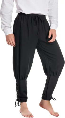 Mens Spring Summer Autumn Ankle Banded Pants Medieval Viking Navigator Trousers Renaissance Pants