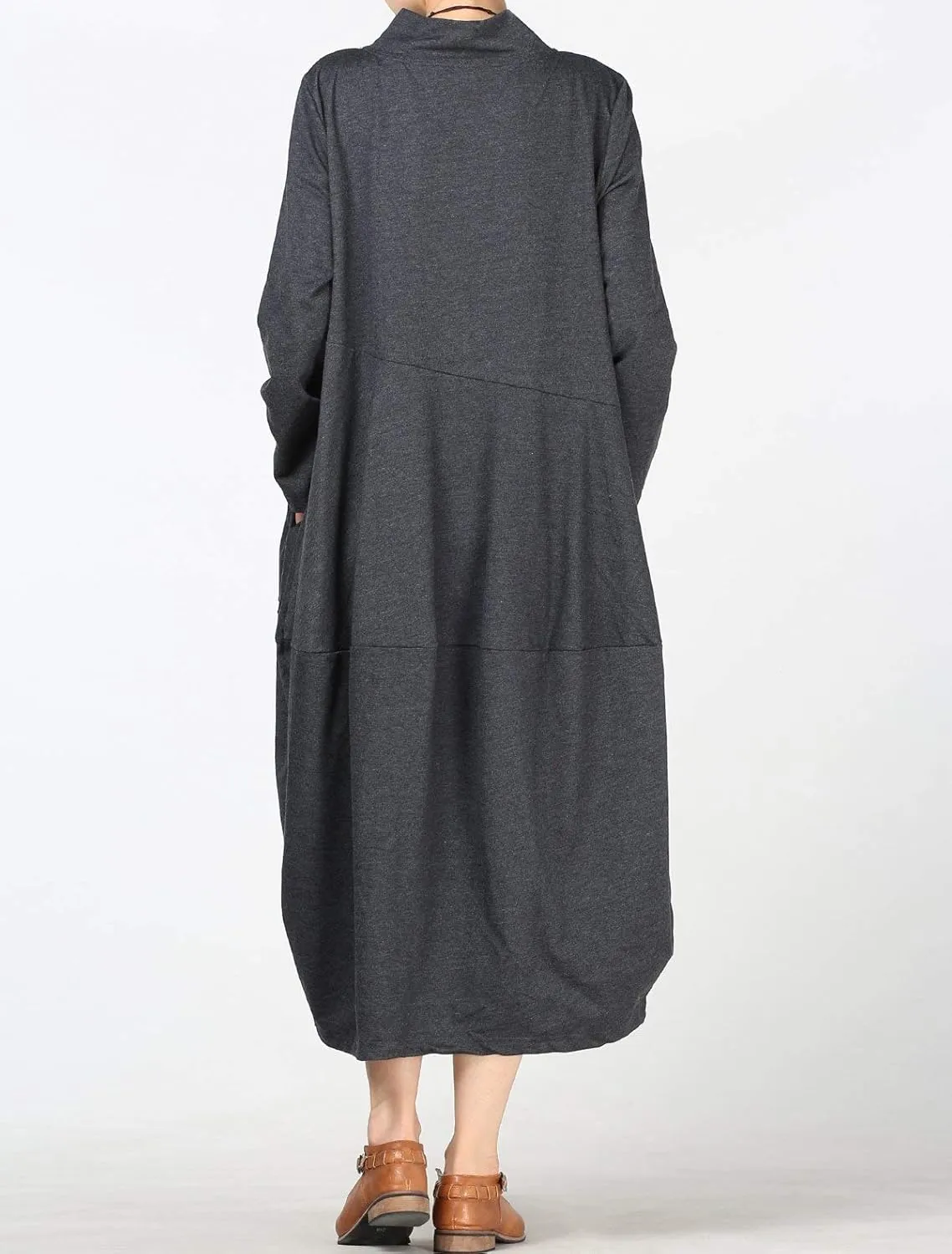 Minibee Women's Casual Loose Dress Turtleneck Long Baggy Autumn Sweatshirts Long Sleeve with Pockets
