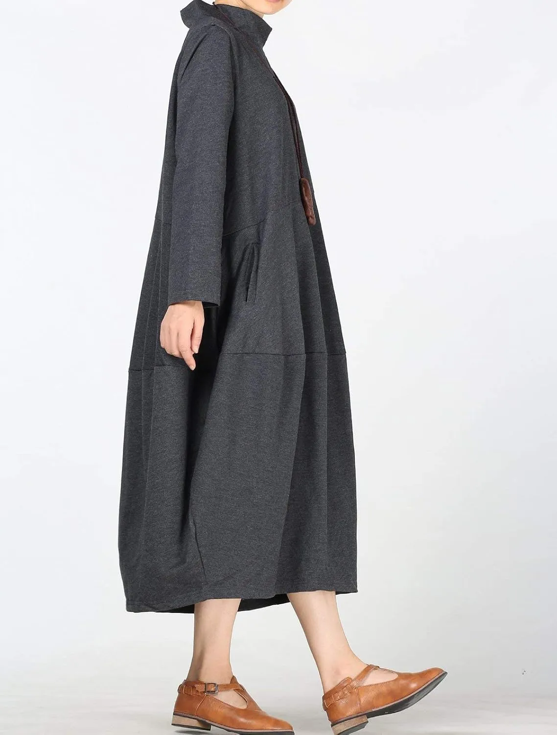 Minibee Women's Casual Loose Dress Turtleneck Long Baggy Autumn Sweatshirts Long Sleeve with Pockets