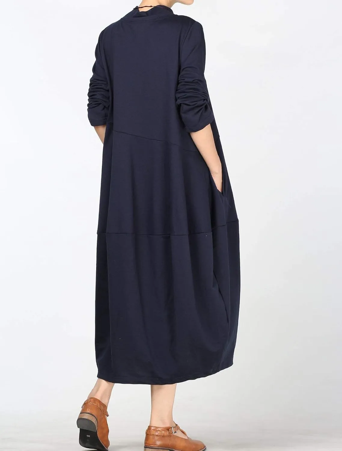 Minibee Women's Casual Loose Dress Turtleneck Long Baggy Autumn Sweatshirts Long Sleeve with Pockets