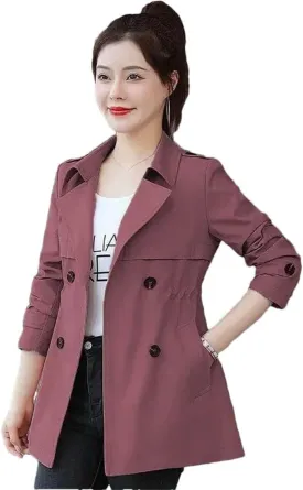 Plus Size Women Trench Jacket Short Spring Autumn Winter Fashion Slim Loose Formal Office Work Windbreaker