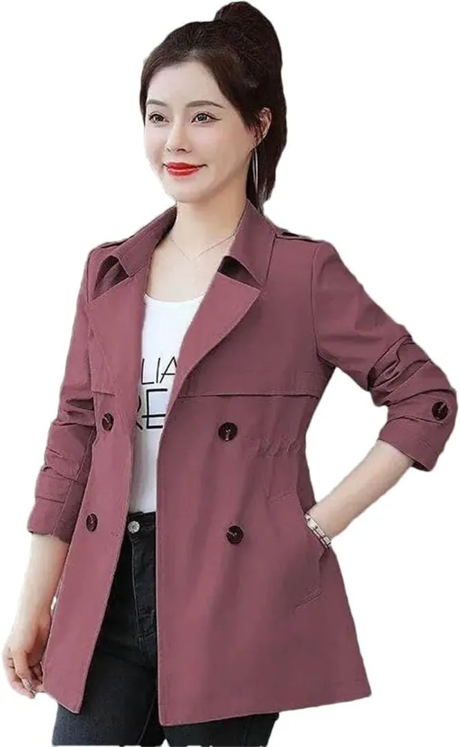 Plus Size Women Trench Jacket Short Spring Autumn Winter Fashion Slim Loose Formal Office Work Windbreaker