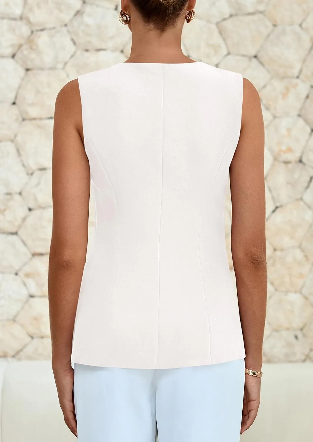PRETTYGARDEN Women's Sleeveless Blazer Vest Summer 2025 Trendy Button Down Business Suit Vest Tops Outerwear Waistcoat