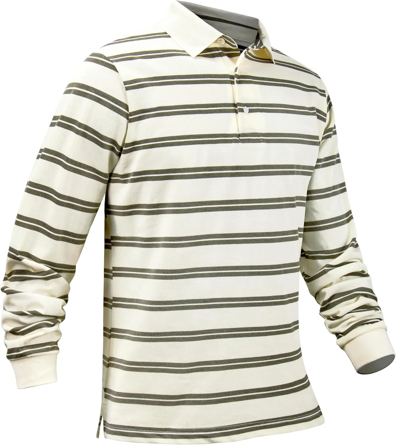 TAPULCO Mens Classic Fit Striped Polo Shirts Casual Collared Sports Golf Tennis Daily T-Shirts for Everyday Wear