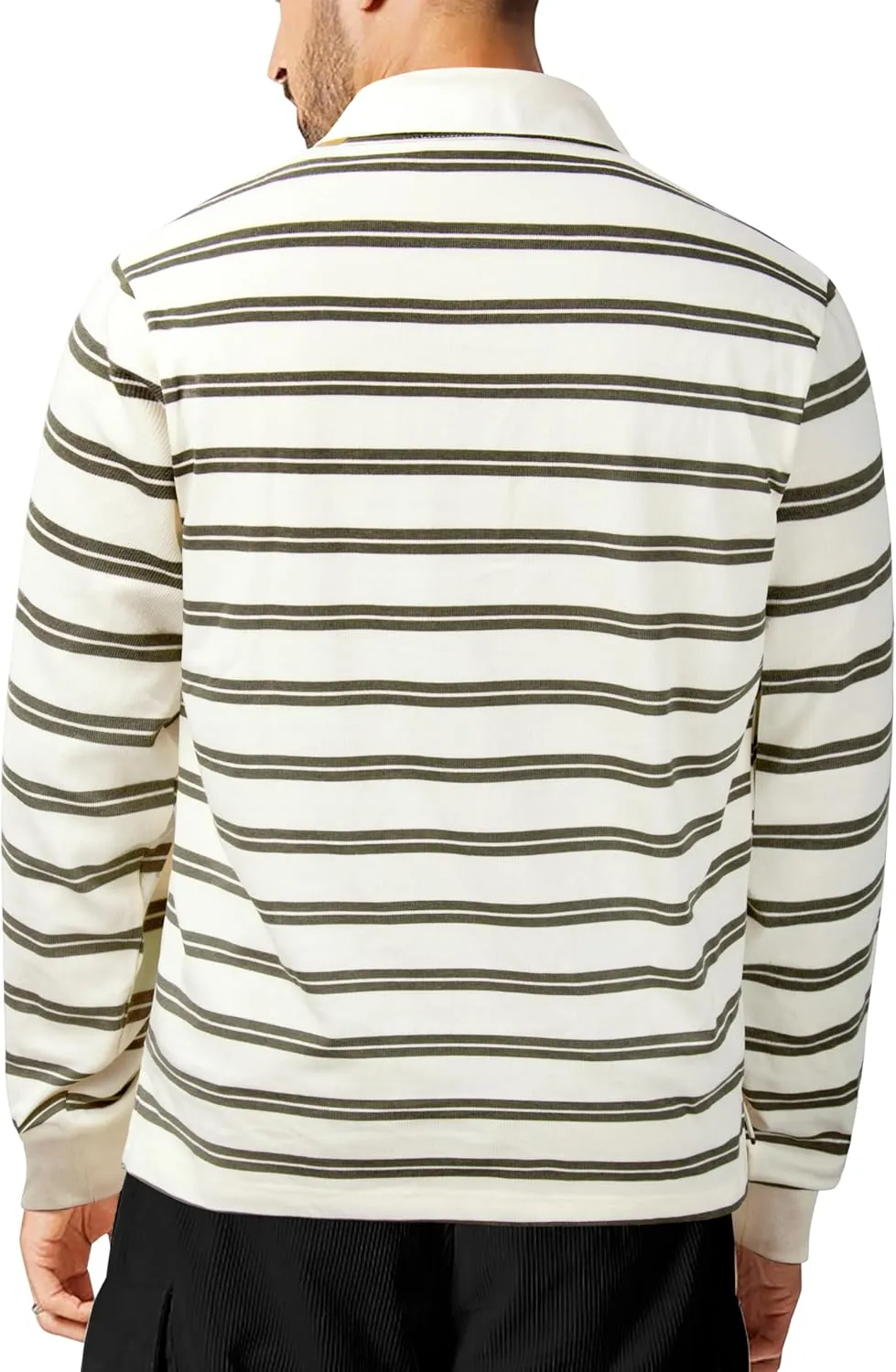TAPULCO Mens Classic Fit Striped Polo Shirts Casual Collared Sports Golf Tennis Daily T-Shirts for Everyday Wear