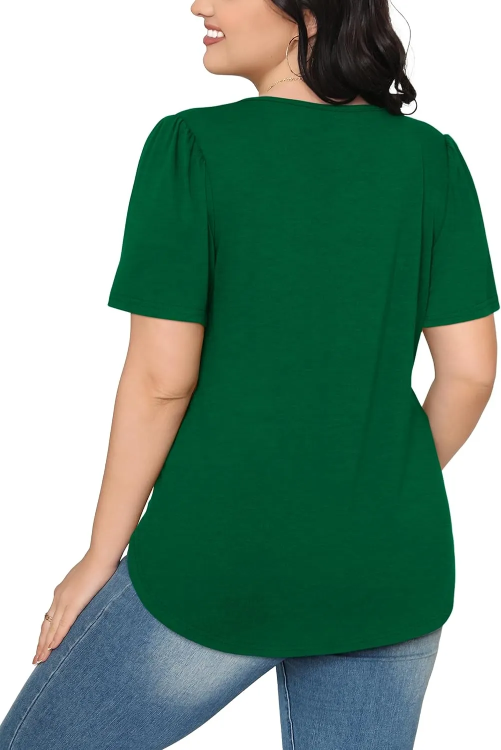 WIHOLL Short Sleeve Shirts for Women Summer Dressy Casual Tops Pleated Front