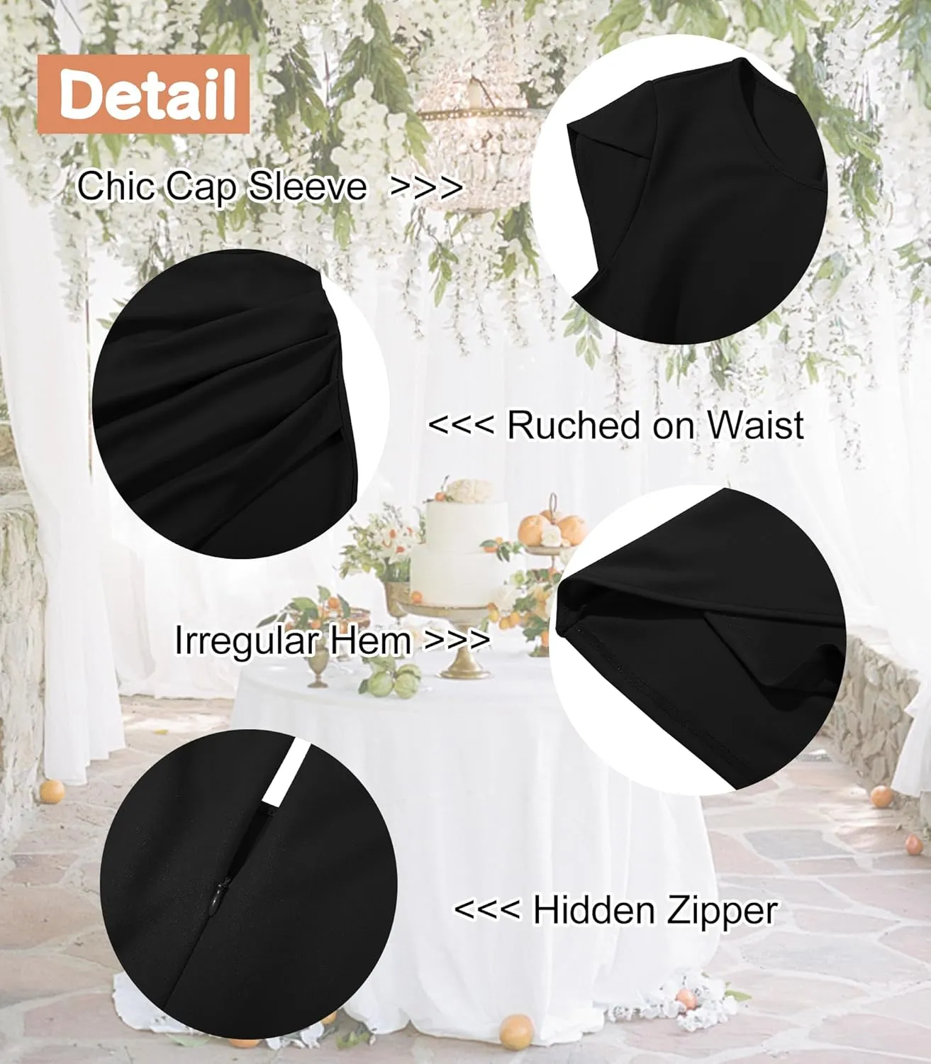 Womens Short Sleeve Bodycon Dress Wrap Ruched Sheath Cocktail Party Wedding Guest Dress Wear to Work