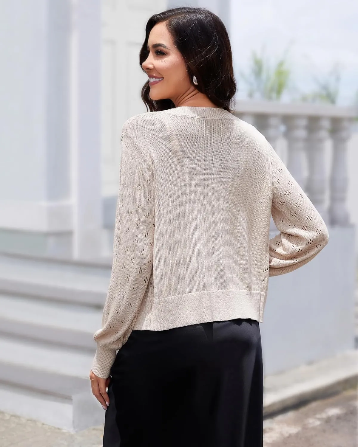 YADIFEN Women's 3/4 Sleeve Cropped Cardigan Open Front Lightweight Bolero Shrugs for Evening Dresses