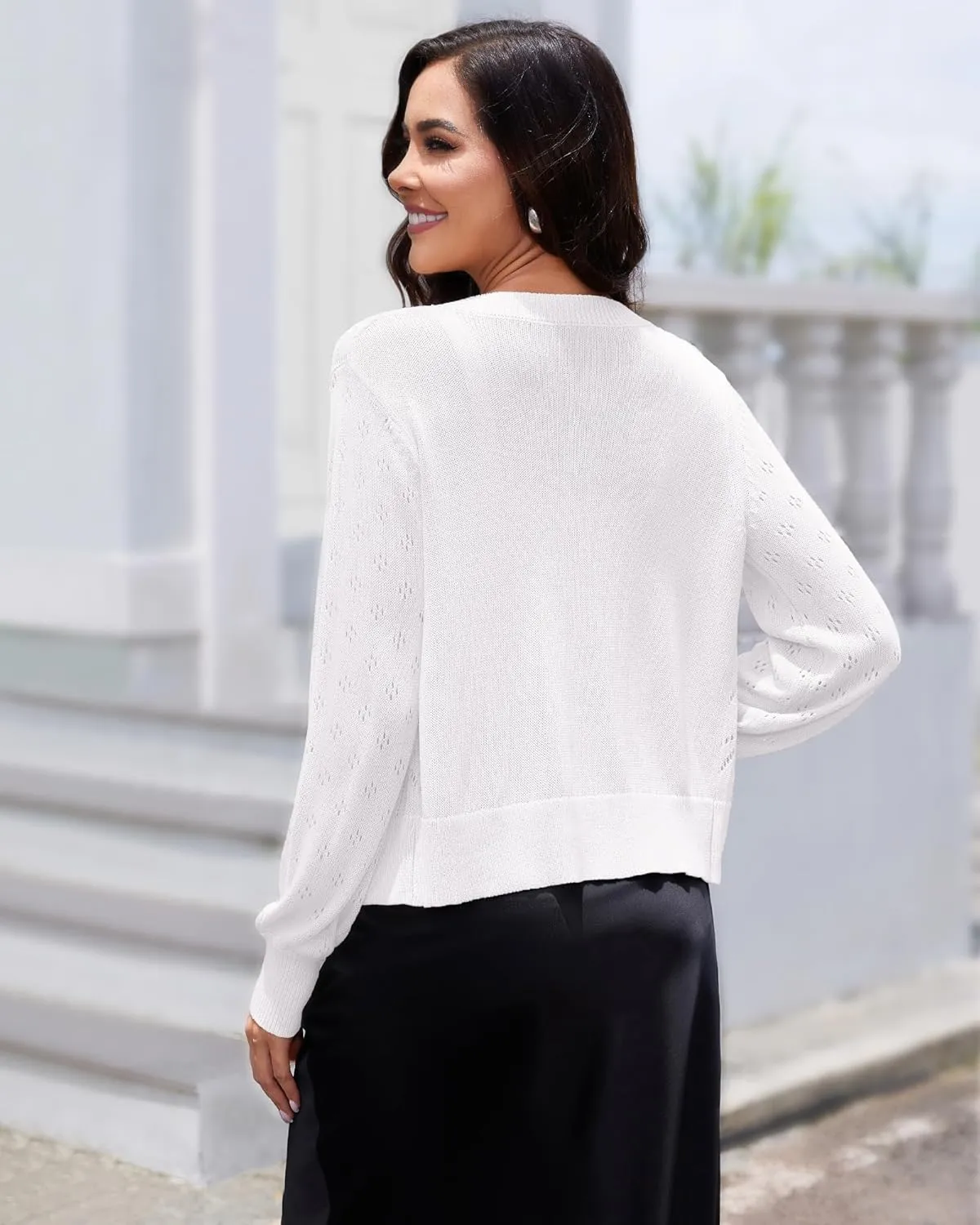 YADIFEN Women's 3/4 Sleeve Cropped Cardigan Open Front Lightweight Bolero Shrugs for Evening Dresses