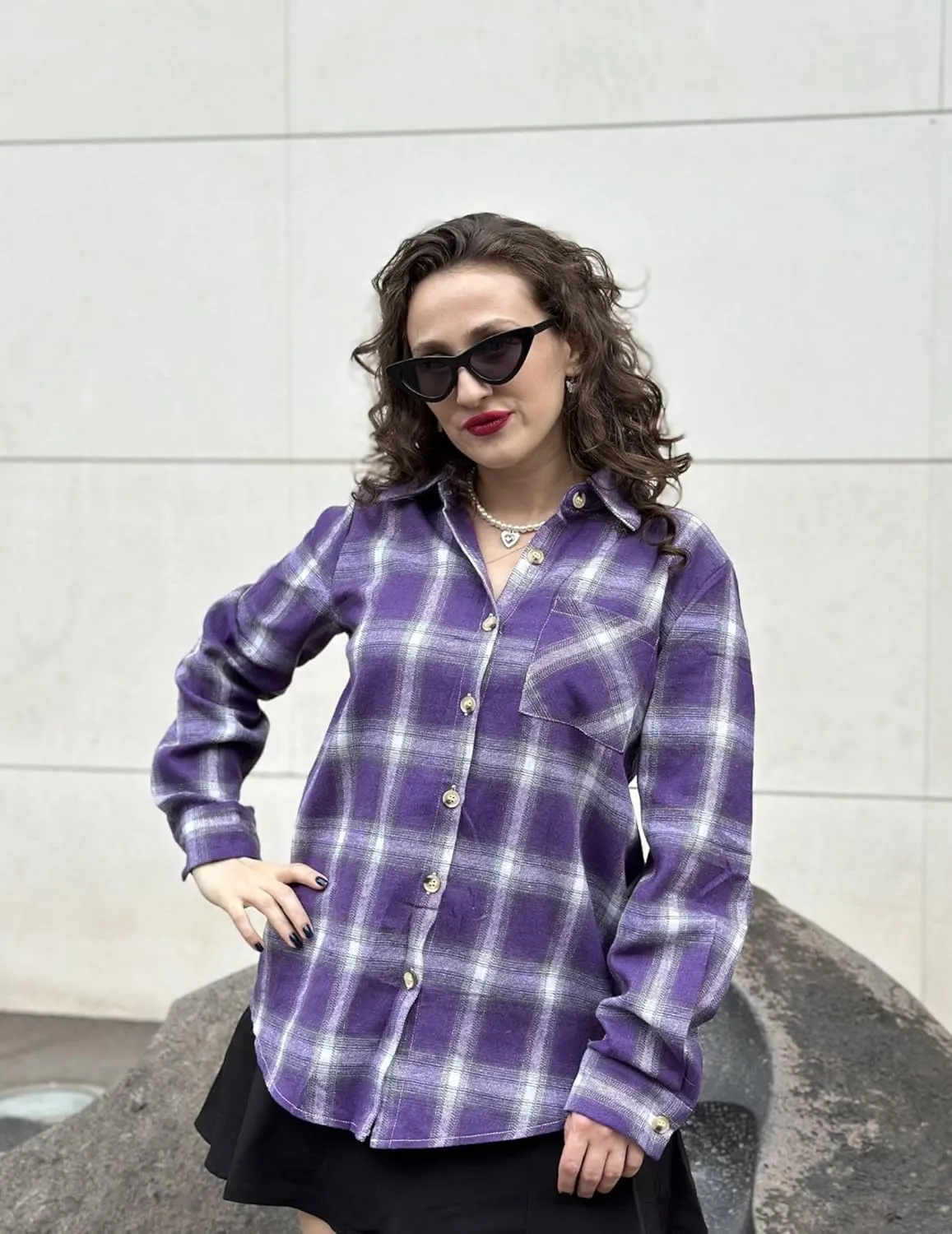 Zeagoo Womens Plaid Shirts Cotton Classic Long Sleeve Button Down Collared Casual Tops Lightweight Autumn Blouses