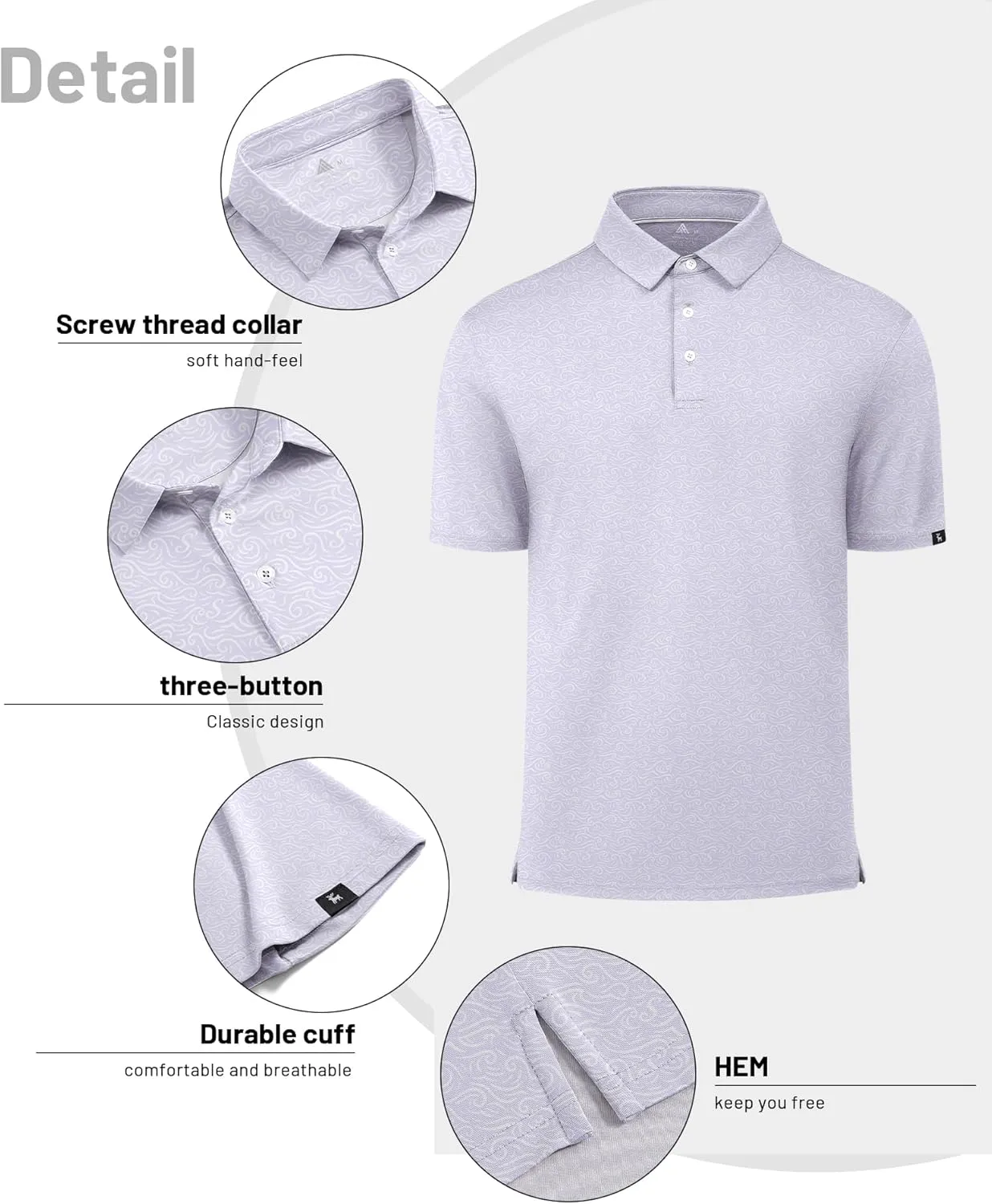 ZITY Mens Print Polo Shirts Short Sleeve Moisture Wicking Shirts for Men Golf Tennis Daily Casual Collared T-Shirt