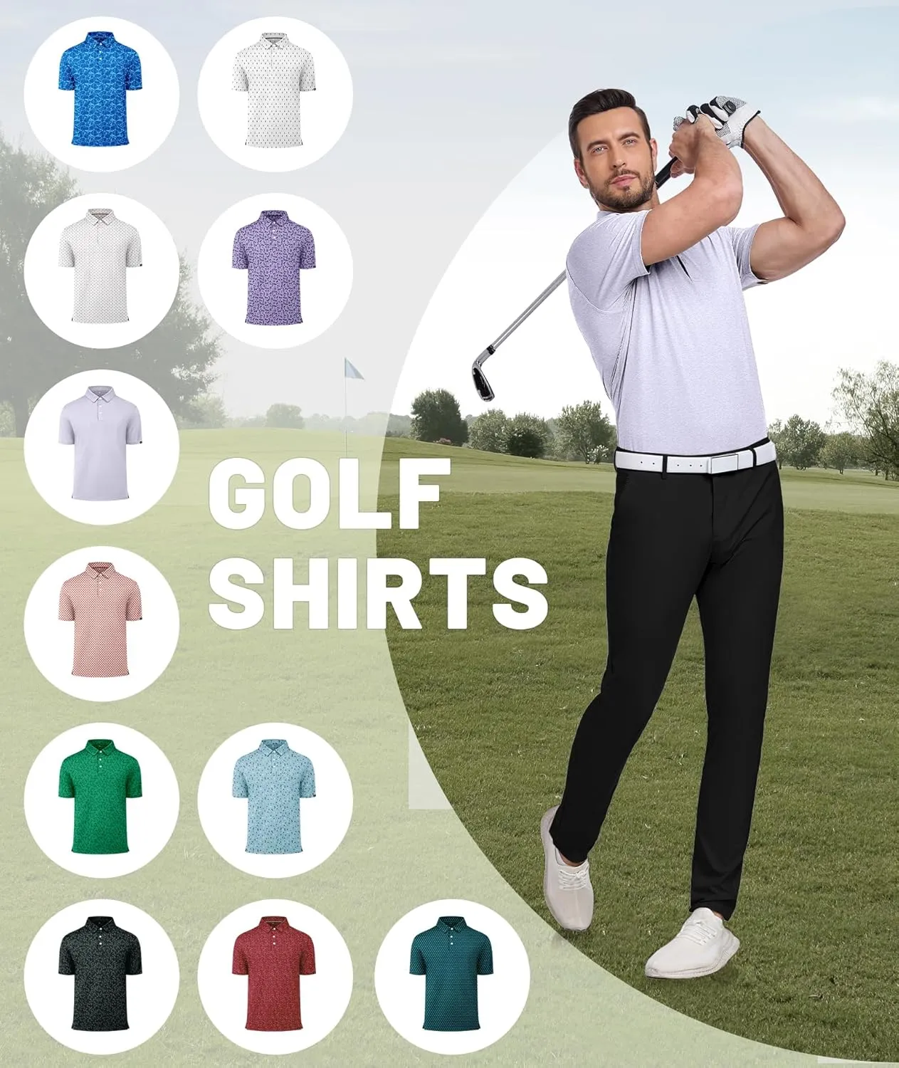 ZITY Mens Print Polo Shirts Short Sleeve Moisture Wicking Shirts for Men Golf Tennis Daily Casual Collared T-Shirt